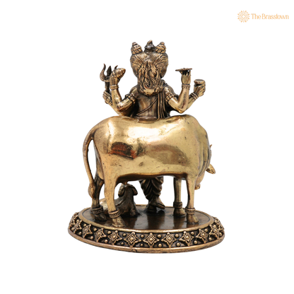 Handcrafted Brass Dattatreya Idol 5.5 Inch – home mandir puja decor India
