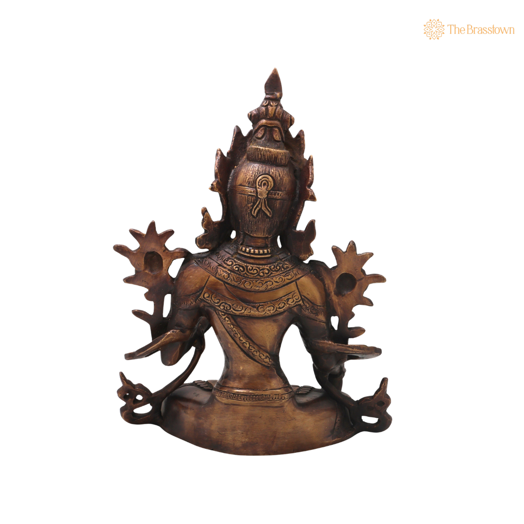Handcrafted Brass White Tara Devi Idol – Handcrafted Traditional Unique Chola Style Tara Maa Murti for Pooja, Home Mandir, Spiritual Décor &amp; Gifting 11 Inch
