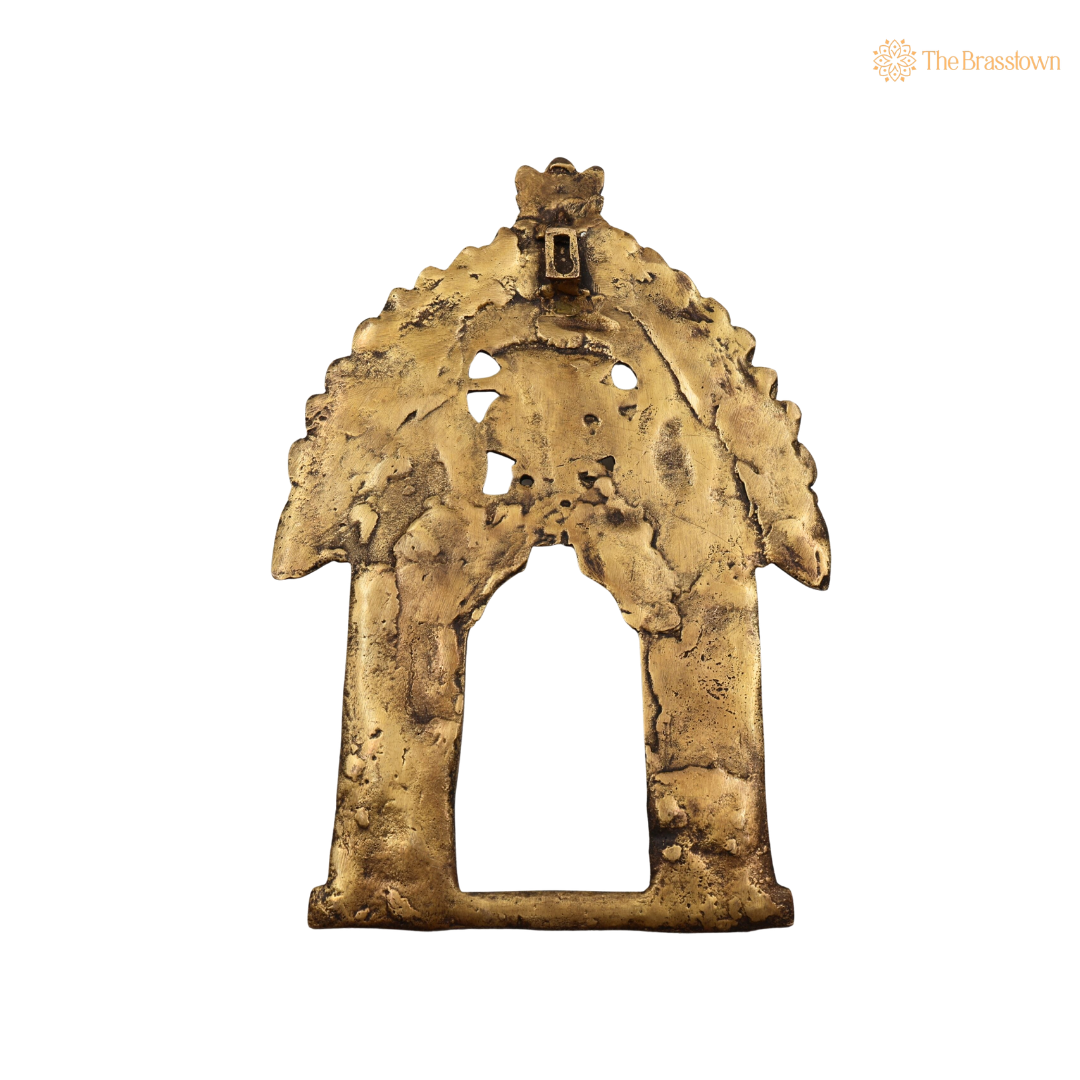 Handcrafted Brass Prabhawali with Sheshnaag &amp; Kirtimukha Frame – Traditional Temple Arch Frame for Idols &amp; Home Mandir 11.5 Inch