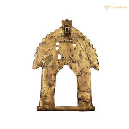 Handcrafted Brass Prabhawali with Sheshnaag &amp; Kirtimukha Frame – Traditional Temple Arch Frame for Idols &amp; Home Mandir 11.5 Inch