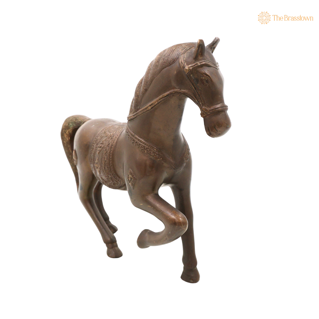 Premium Handcrafted Brass Horse Idol 12 Inch – home mandir puja decor India