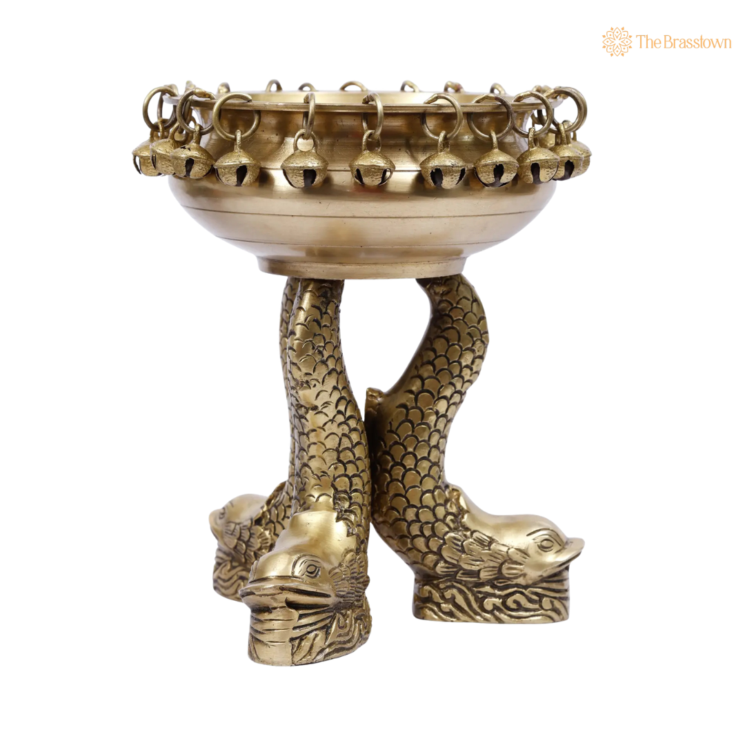 Handcrafted Brass Fish with Ghungroo 8 Inch – home mandir puja decor India