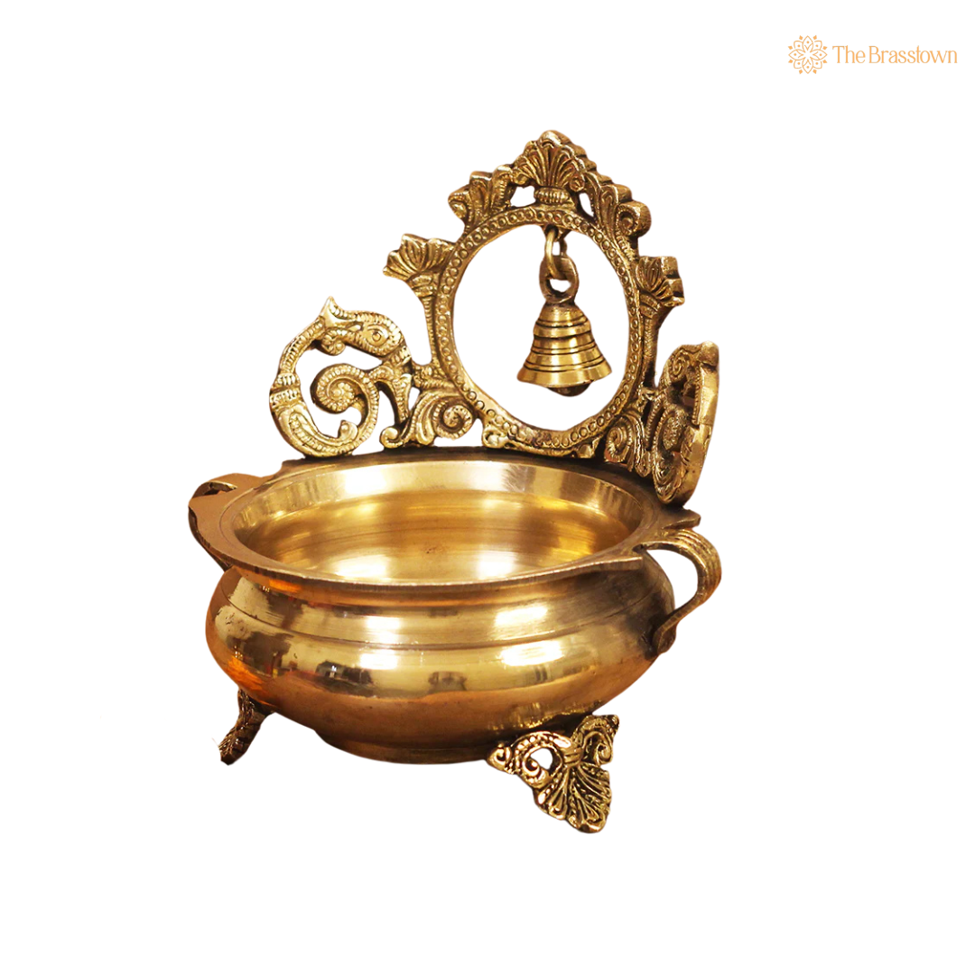 Handcrafted Brass Bell Urli 7 Inch – home mandir puja decor India