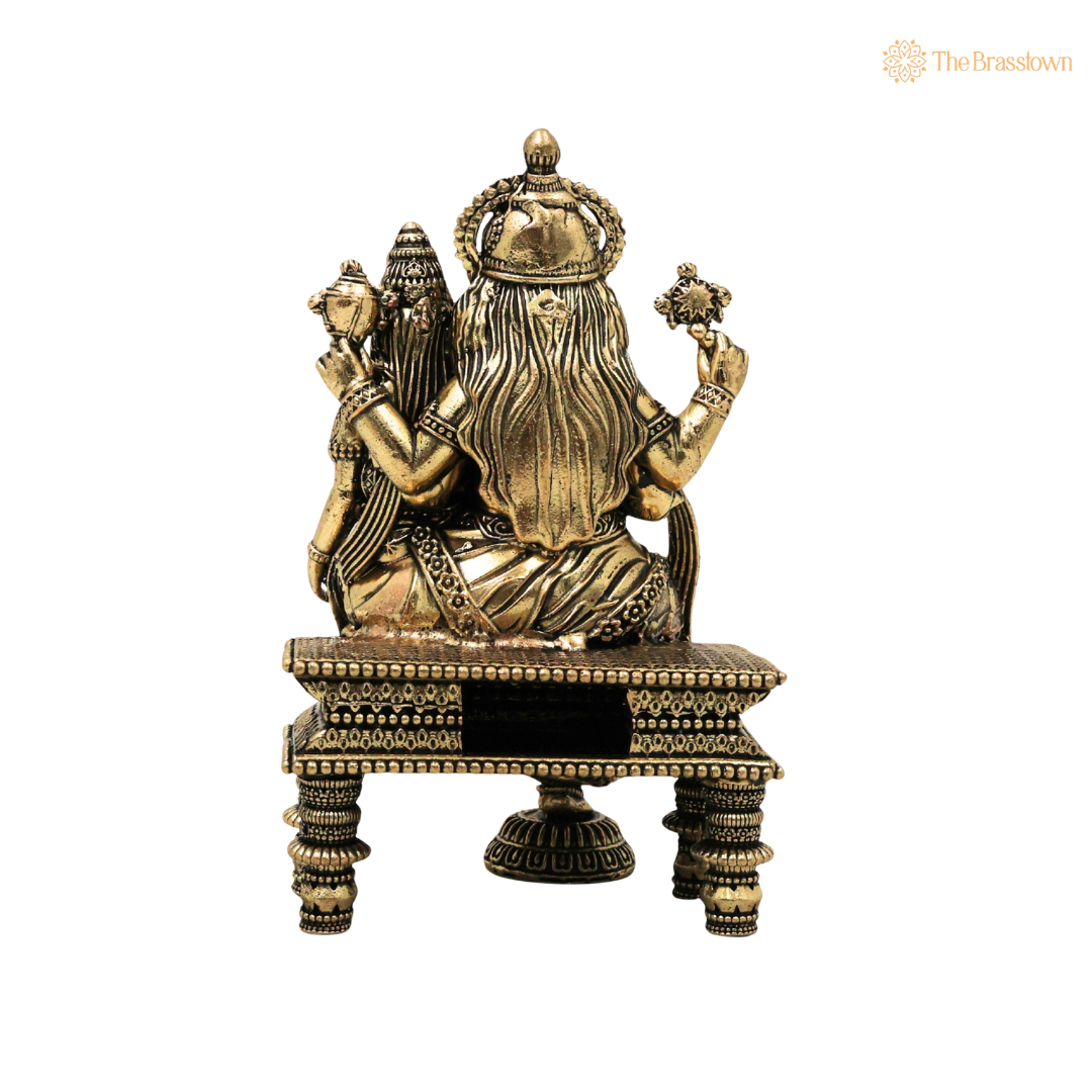 Brass Lakshmi Narasimha Swamy Idol 4.5 Inch – home mandir puja decor India