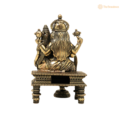 Brass Lakshmi Narasimha Swamy Idol 4.5 Inch – home mandir puja decor India