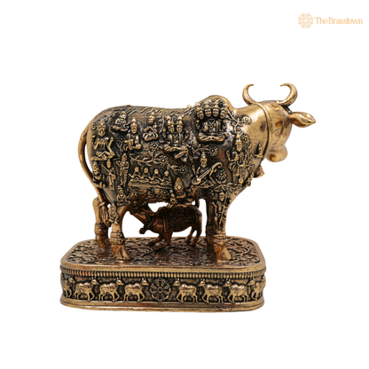 Brass Kamadhenu Idol 4.5 Inch – home mandir puja decor India