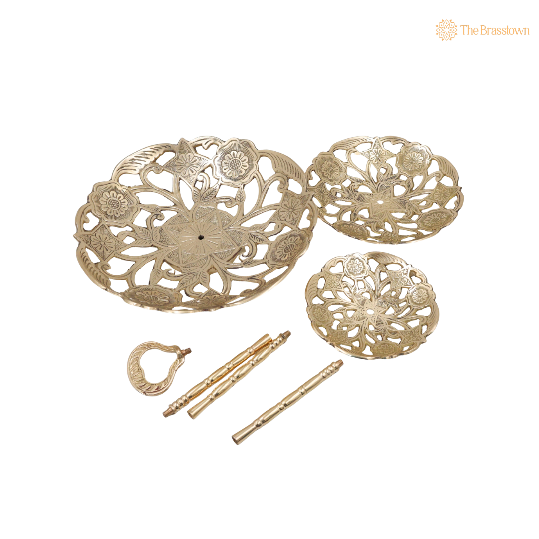 Handcrafted Brass Dry Fruit Stand – Decorative Peetal Dry Fruit Box &amp; Serving Tray for Home Décor, Festive Serving &amp; Gifting  Product Description 15.5 Inch