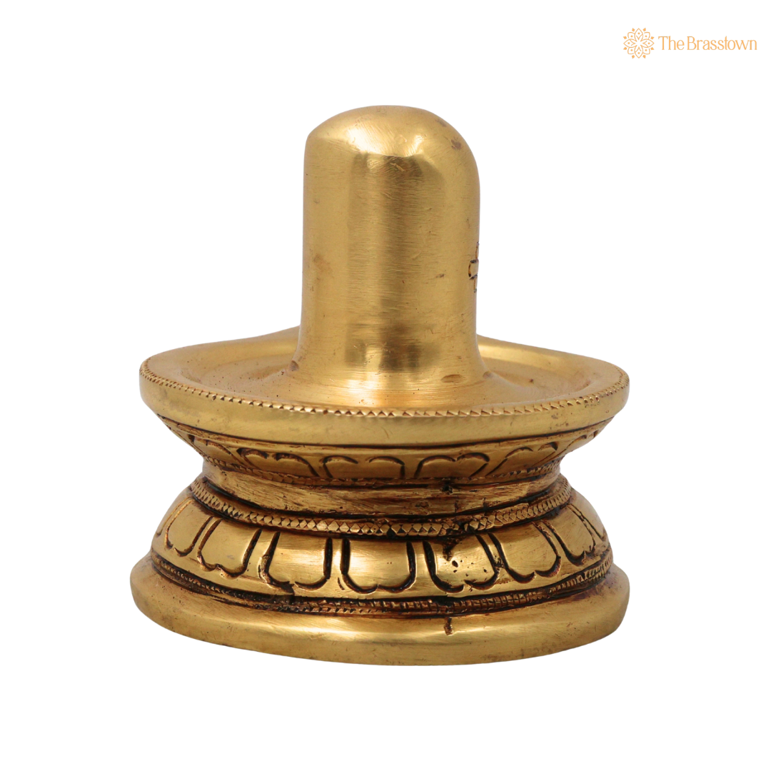 Handcrafted Brass Shiva Lingam – Sacred Shiva Lingam (Shivling Mahadev Shivalinga Jyotirlinga) for Home Temple, Abhishek Pooja &amp; Spiritual Decor 3 Inch