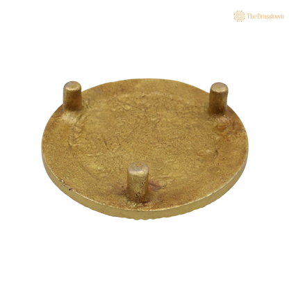 Handcrafted Brass Round Pooja Chowki – Circular Idol Display Stand for Home Mandir &amp; Puja Setup 3 Inch