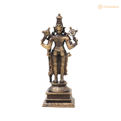 Unique Brass Vishnu Idol –  Handcrafted Narayana Govinda Murti Traditional Chola Sculpture for Pooja Home Decor Gifting Spiritual Decor 5 Inch