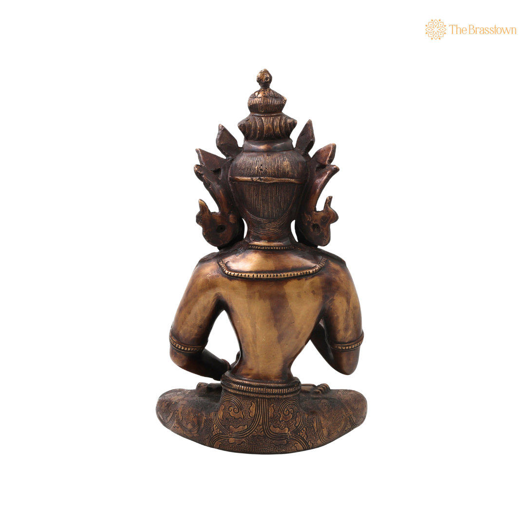 Unique Brass Vajrasattva Idol Murti – Handcrafted Dorje Sempa Buddhist Murti for Pooja, Meditation, Home Décor &amp; Spiritual Gifting 15.5 Inch