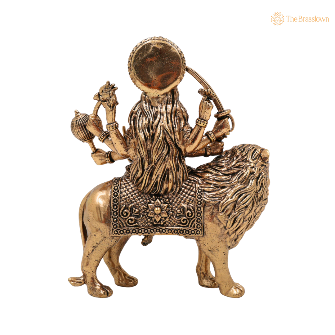 Brass Durga Maa Idol 6 Inch – home mandir puja decor India
