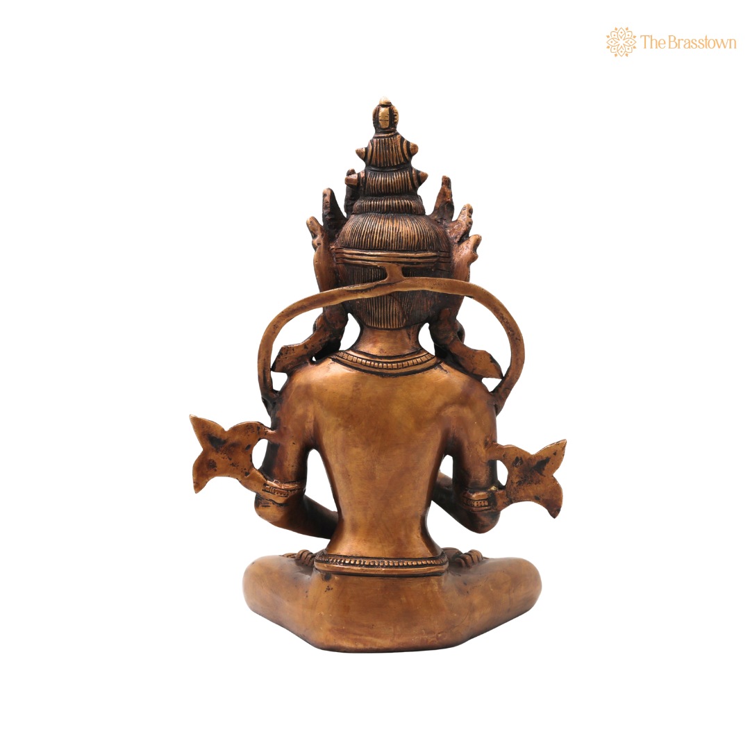 Brass Vajrasattva Idol Statue – Handcrafted Dorje Sempa Buddhist Murti for Pooja, Meditation, Home Décor &amp; Spiritual Gifting 11 Inch