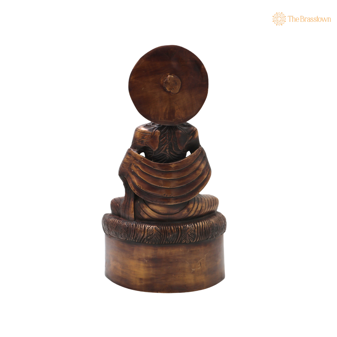 Brass Maitreya Fasting Buddha Idol – Handcrafted Future Buddha Ajita Bodhisattva Murti for Pooja, Home Décor &amp; Spiritual Gifting 12.5 Inch