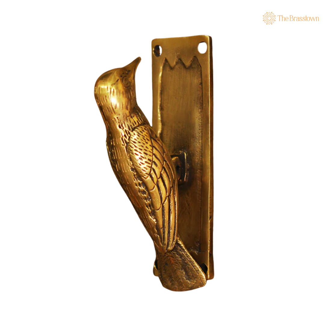 Handcrafted Wooden Woodpecker Door Knocker 7 Inch – home mandir puja decor India