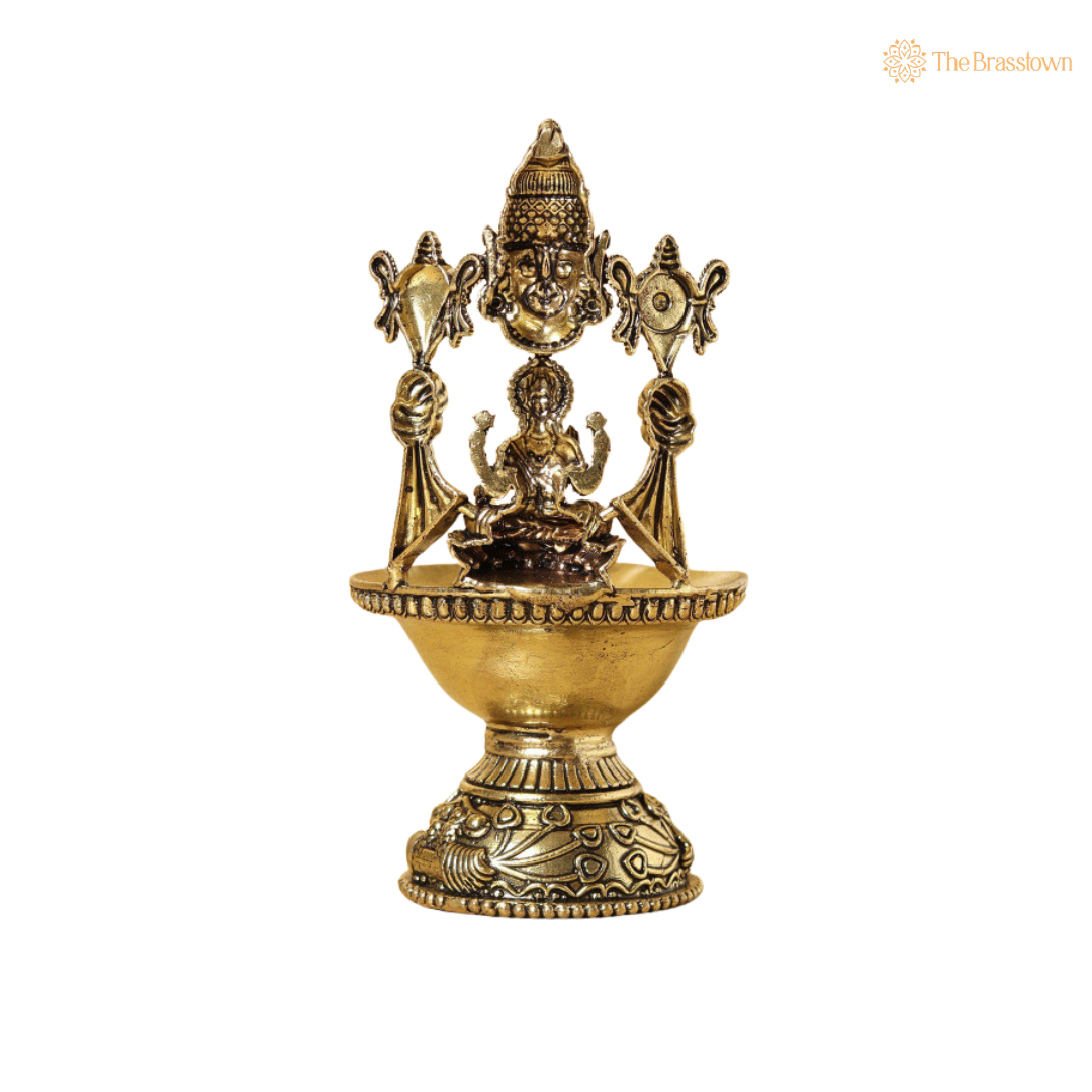 Brass Tirupati Balaji &amp; Lakshmi 5.5 Inch – home mandir puja decor India