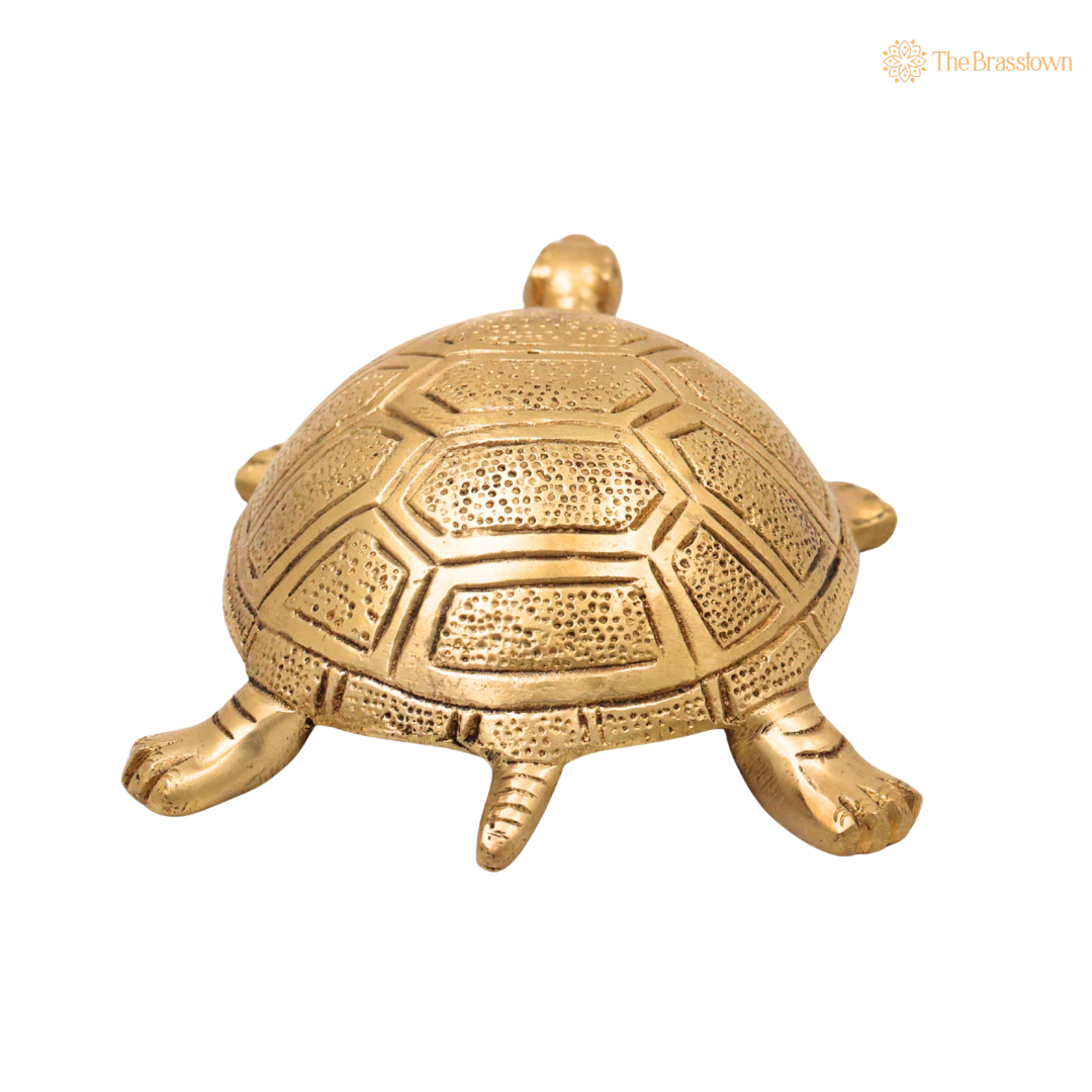 Brass Tortoise Idol (Kurma Avatar) – Vastu &amp; Feng Shui (Kachhua) Symbol for Stability, Wealth &amp; Protection 2.5 Inch