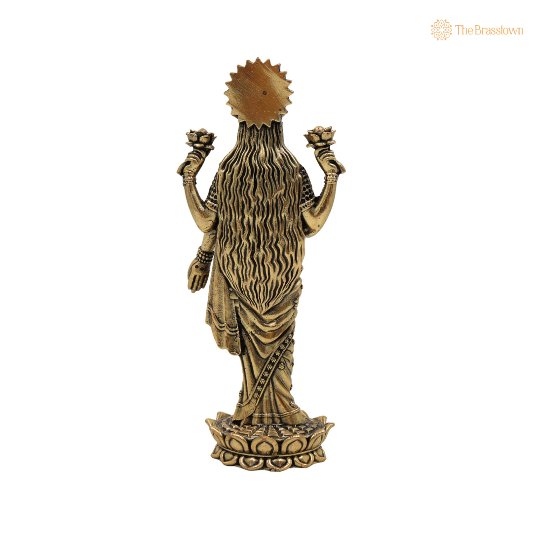 Brass Standing Lakshmi Idol 6 Inch – home mandir puja decor India