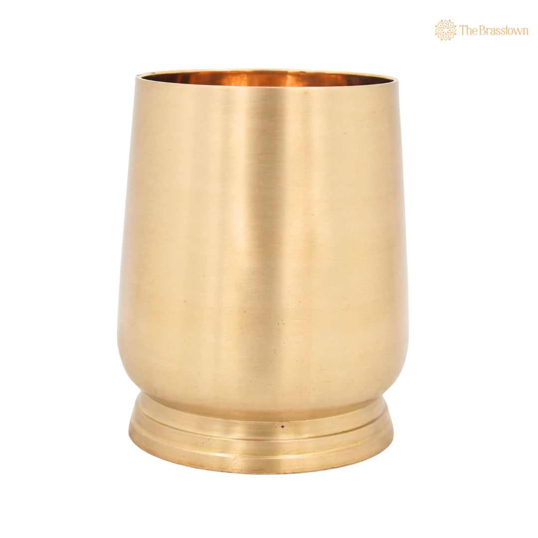Handcrafted Brass Glass – Traditional Peetal Water Vessel for Pooja, Dining, Home Décor &amp; Gifting 4.5 Inch