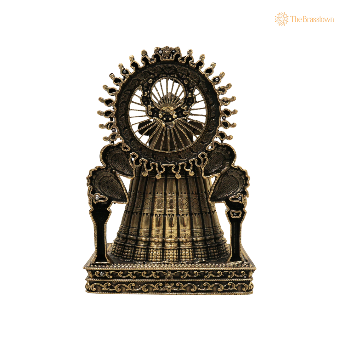 Brass Khatu Shyam Idol – Shyam Baba Murti for Puja, Home Mandir &amp; Spiritual Décor 5 Inch