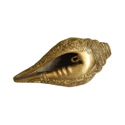 Handcrafted Brass Ganesha Shank 9.5 Inch – home mandir puja decor India