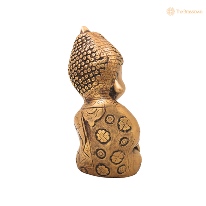 Handcrafted Brass Baby Buddha Idol – Handcrafted Buddha Traditional Chola Meditation Statue for Pooja, Home Décor &amp; Spiritual Gifting 8 Inch