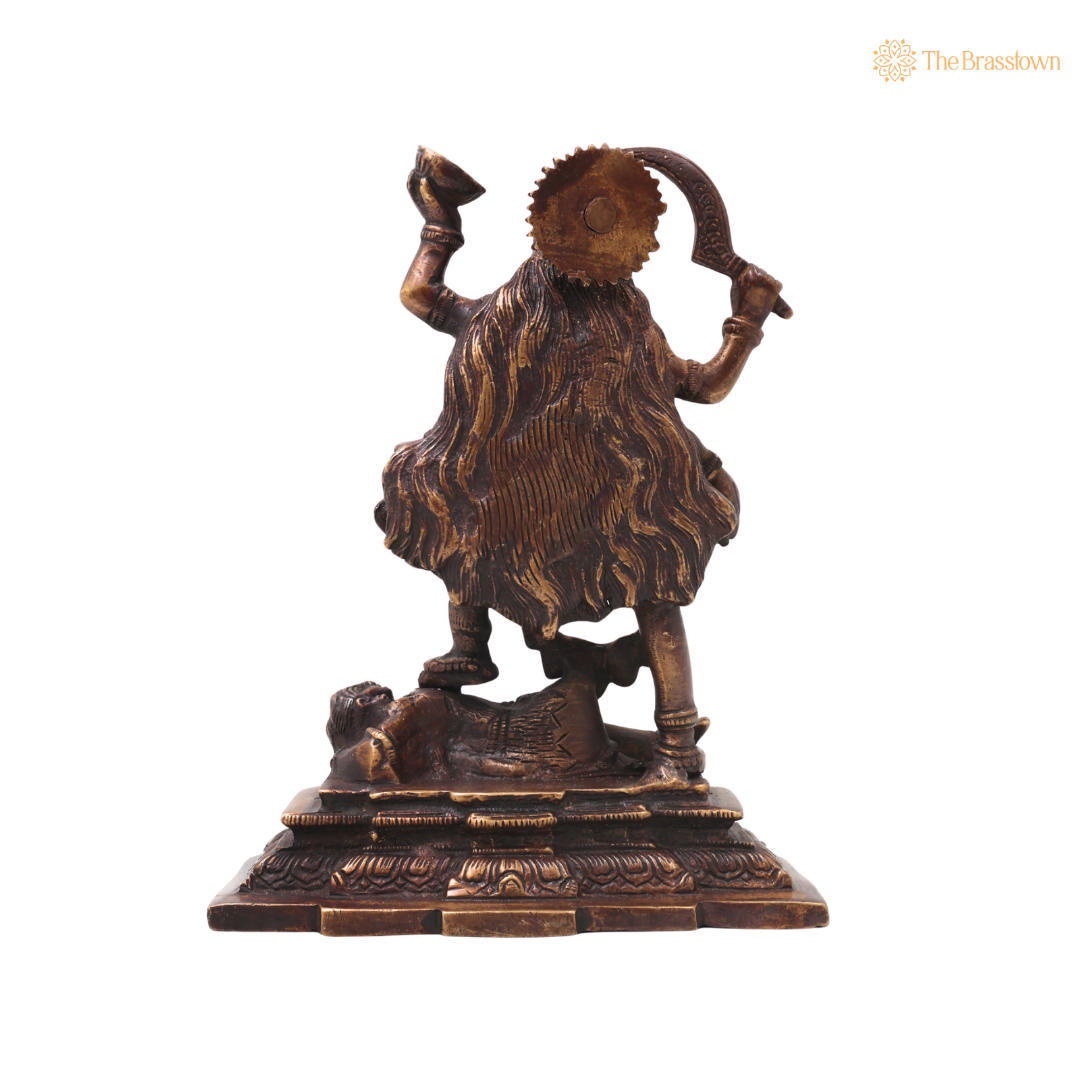 Unique Brass Mahakali Idol Murti – Unique Chola Style Kali Mata Statue for Pooja, Home Mandir, Spiritual Décor &amp; Gifting 7.5 Inch