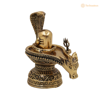 Brass Shivling with Nandi 4 Inch – home mandir puja decor India