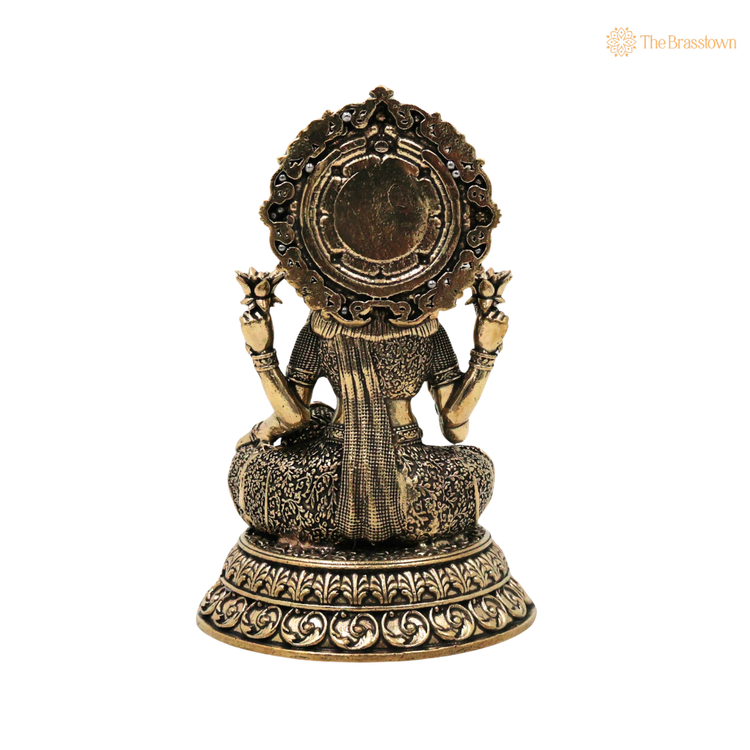 Brass Mahalakshmi Idol 5.5 Inch – home mandir puja decor India