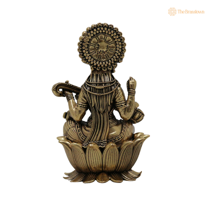 Brass Saraswati Idol 4 Inch – home mandir puja decor India