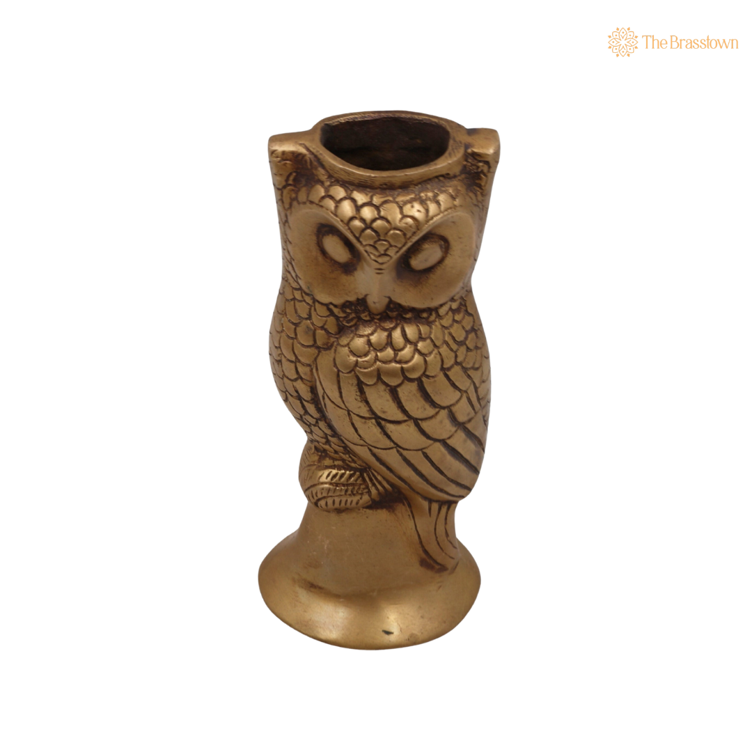 Handcrafted Brass Owl Idol for vastu – Decorative Owl Statue for Home Décor &amp; Spiritual Spaces 7 Inch