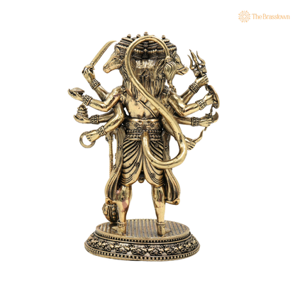 Brass Panchmukhi Hanuman Idol 6.5 Inch – home mandir puja decor India