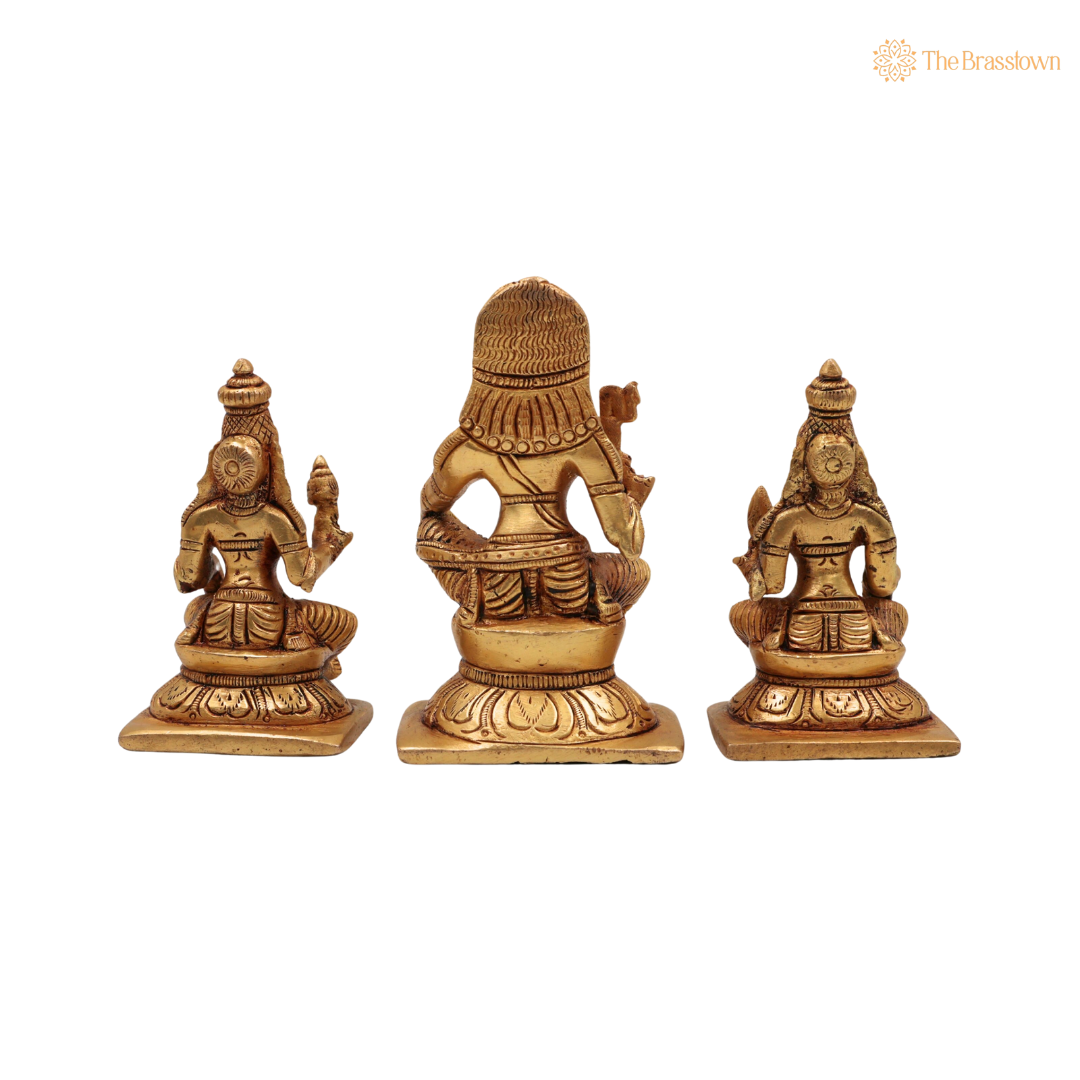Brass Aiyanar with Poorna &amp; 4 Inch – home mandir puja decor India