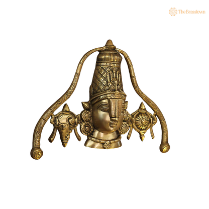Handcrafted Brass Lord Balaji Idol 10 Inch closeup – intricate craftsmanship