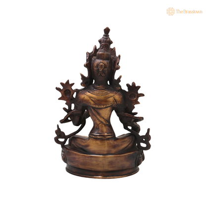 Brass Green Tara Devi Idol – Handcrafted Traditional Unique Chola Style Tara Maa Murti for Pooja, Home Mandir, Spiritual Décor &amp; Gifting 13.5 Inch