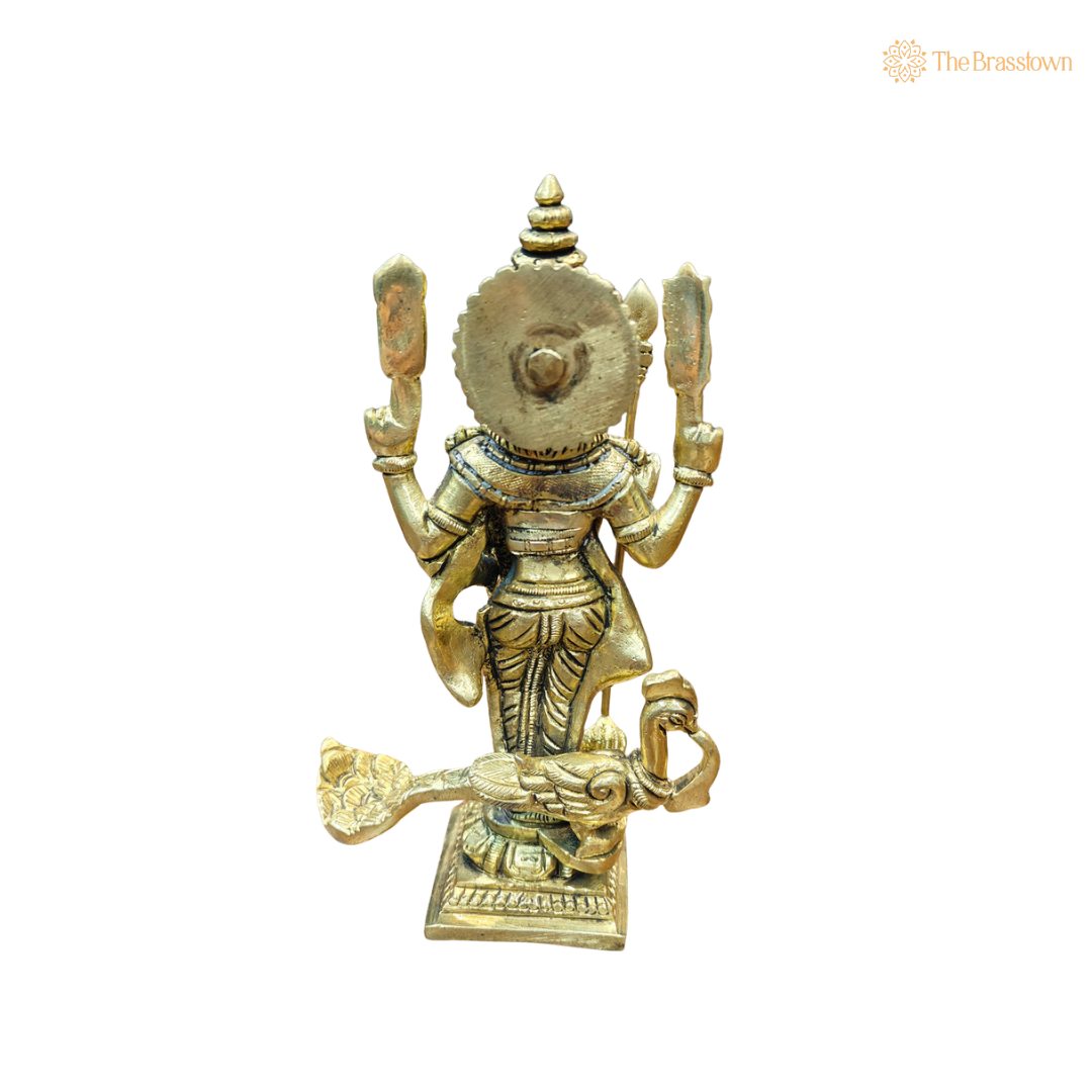 Brass Small Murugan Swamy (Kartikeya) Idol – Fine Golden Finish for Puja &amp; Home Mandir 7 Inch