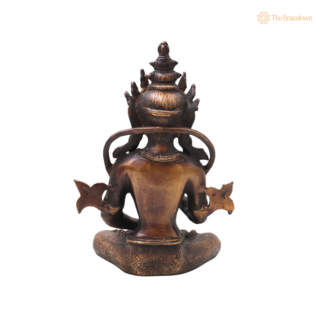 Brass Vajrasattva Idol Murti – Handcrafted Dorje Sempa Buddhist Murti for Pooja, Meditation, Home Décor &amp; Spiritual Gifting 11 Inch