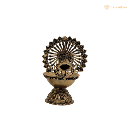 Brass Superfine Designer Peacock Diya 4 Inch – home mandir puja decor India