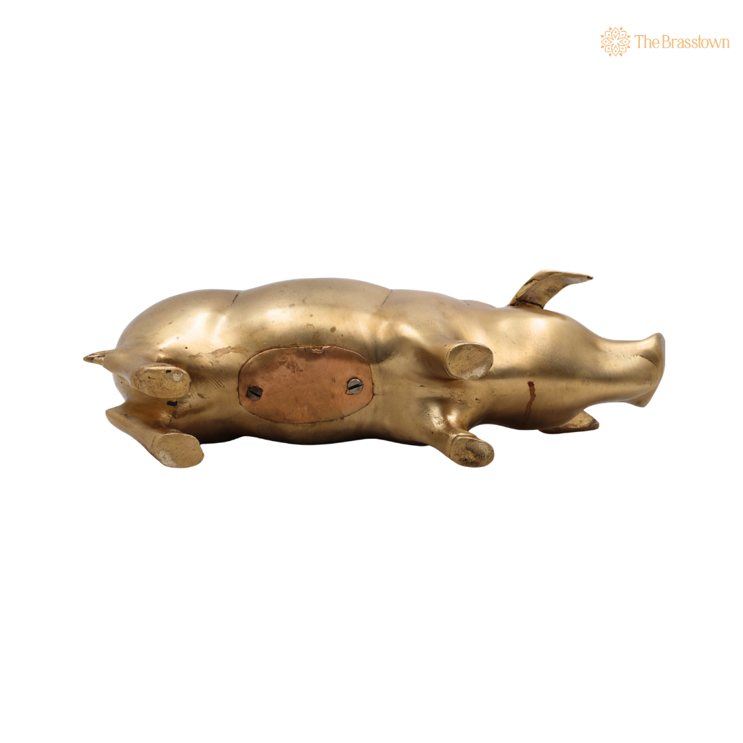Brass Handcrafted Piggy Bank 6.5 Inch – home mandir puja decor India