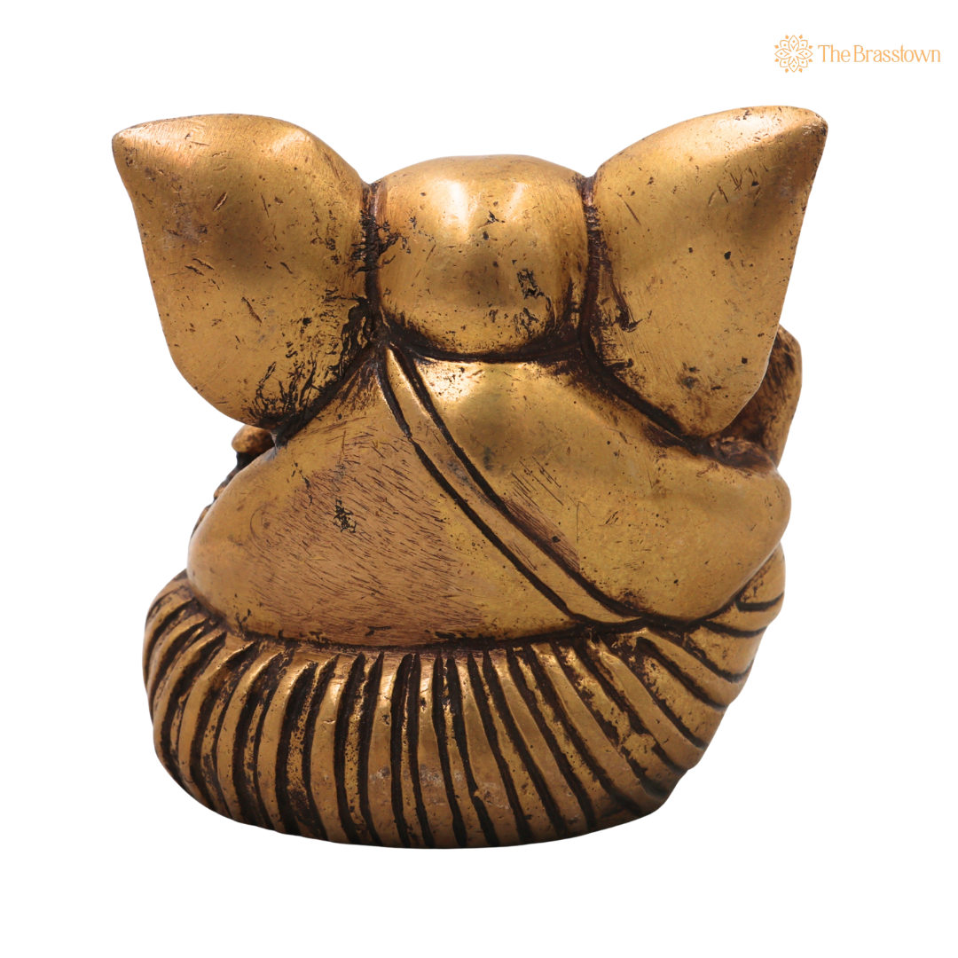 Brass Ganapati Vinayaka Idol – Handcrafted Traditional Chola Style Ganesha Murti for Pooja, Home Mandir, Décor &amp; Spiritual Gifting 3 Inch