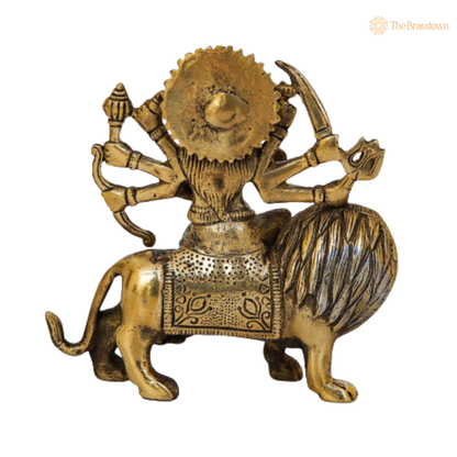 Brass Durga Maa Sherawali Idol 5.5 Inch – home mandir puja decor India