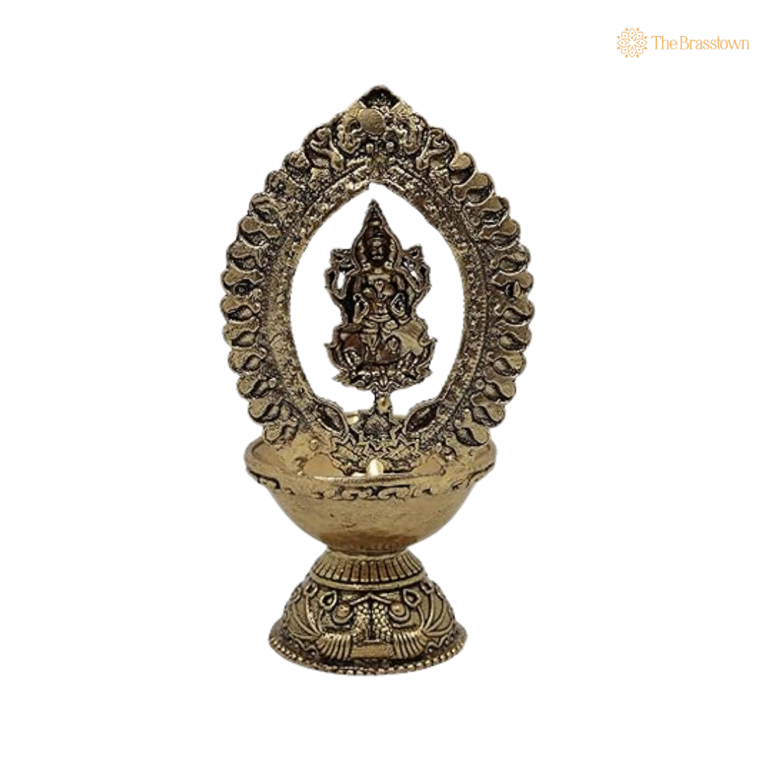 Brass Lakshmi Diya 4.5 Inch – home mandir puja decor India