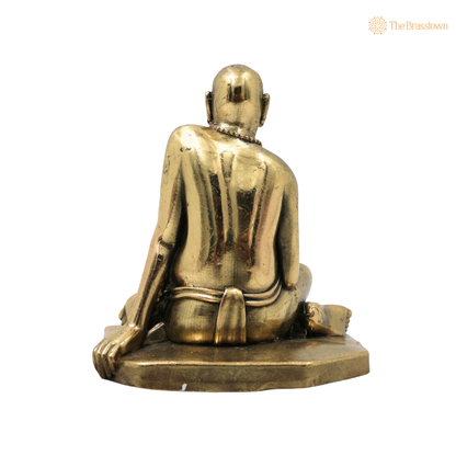 Brass Handcrafted Shri Swami Samarth Maharaj Idol – Divine Swami Samarth Murti for Pooja, Home Mandir, Spiritual Décor &amp; Gifting 4 Inch