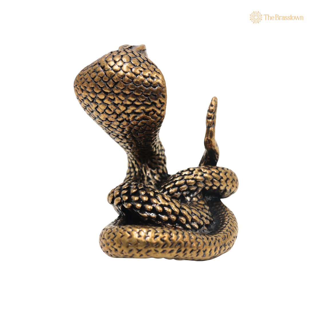 Brass Handcrafted Naag Devta Idol – Handcrafted Naag Devta Murti for Pooja, Vastu, Home Mandir, Spiritual Décor &amp; Traditional Gifting 1.5 Inch