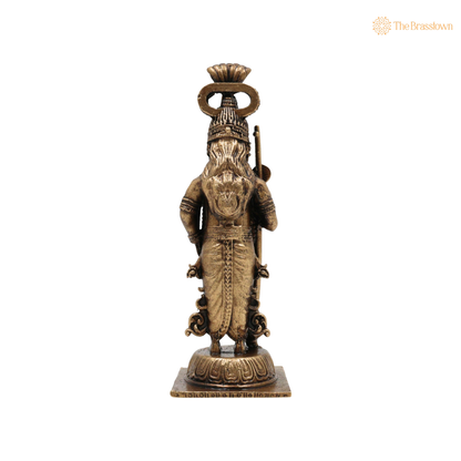 Brass Udupi Krishna Idol 4 Inch side view – antique finish detail