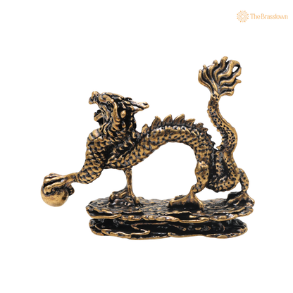 Brass Exquisite Dragon Table Decorative Statue – Decorative Dragon Showpiece for Home, Office &amp; Table Décor 2 Inch