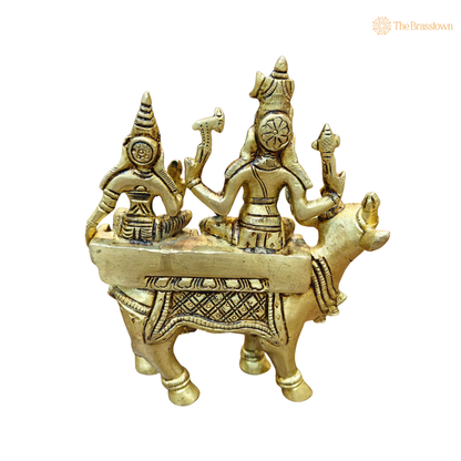 Brass Exquisite Shiva Parvati Idol 6.5 Inch – home mandir puja decor India