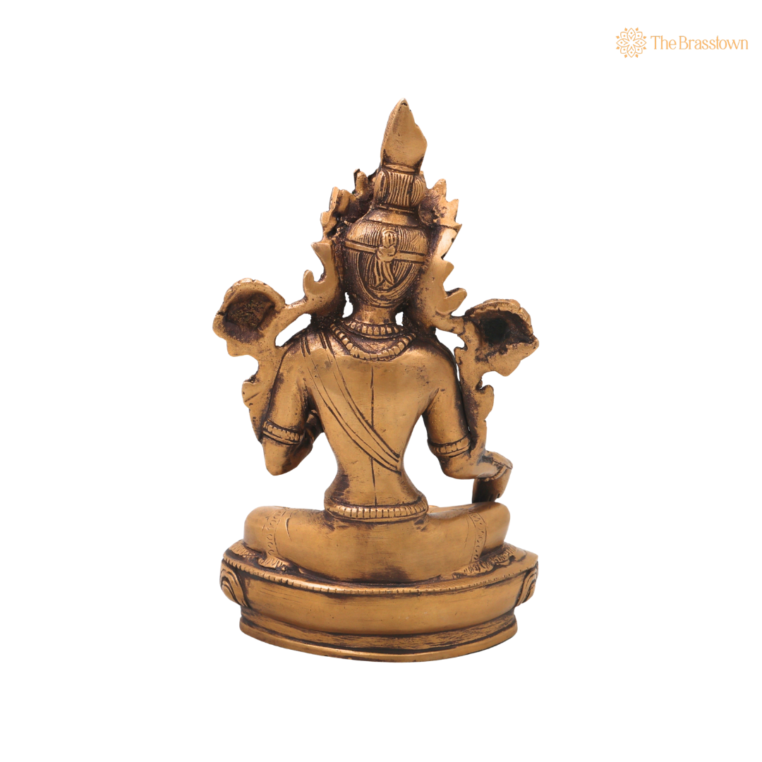 Brass Tara Devi Idol – Handcrafted Traditional Chola Style Tara Maa Murti for Pooja, Home Mandir, Spiritual Décor &amp; Gifting 8.5 Inch