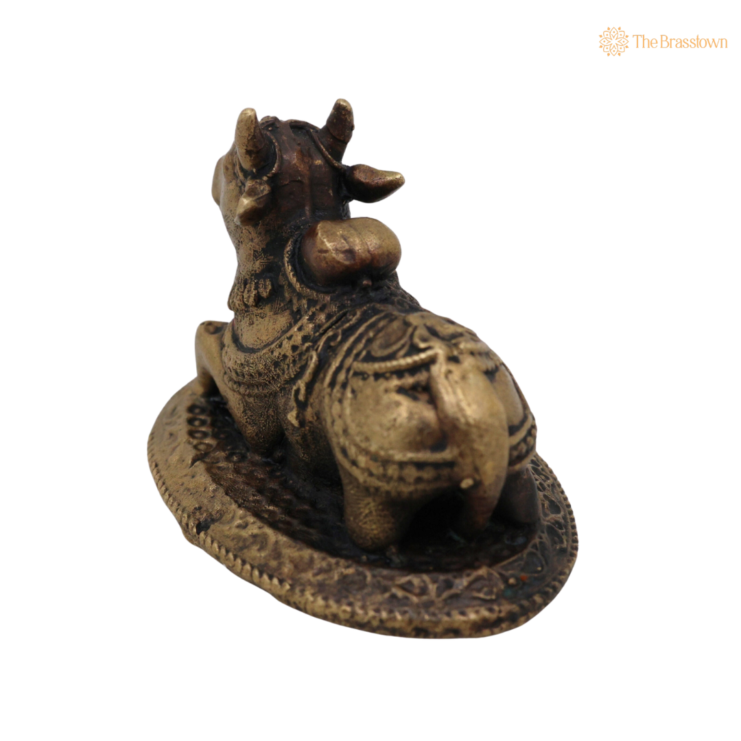 Handcrafted Brass Nandi Statue 1 Inch – home mandir puja decor India