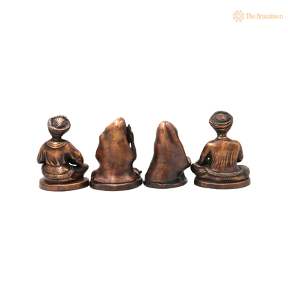 Handcrafted Brass Musician Sculpture Set of 4 – Traditional Brass Musical Figurines Orchestra Sculpture for Home Décor &amp; Luxury Gifting 7 Inch